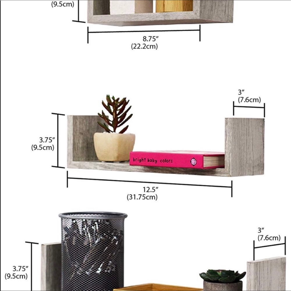 Gray Wood Floating Shelves Brand New - Picture 2 of 2